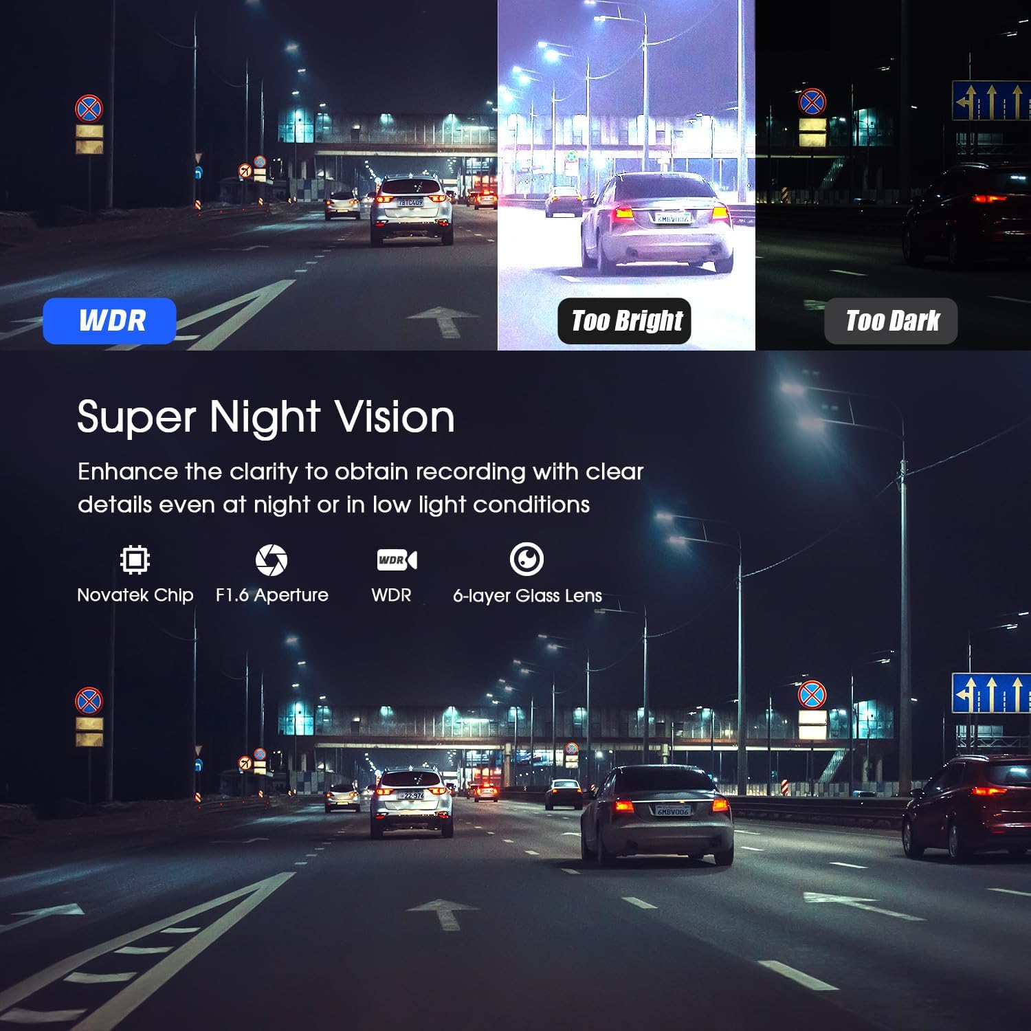 4K/1080P Dual Dash Camera, Front and Rear, Wi-Fi, Night Vision, Parking Mode W825410