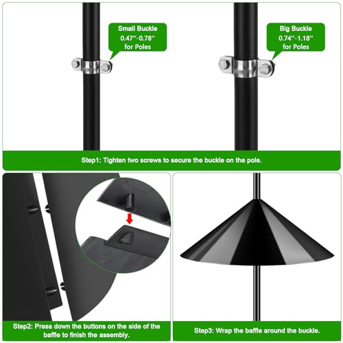 Squirrel Baffle for Bird Feeder Pole, 19 Inch, Outdoor Pole Mount, Black G376513