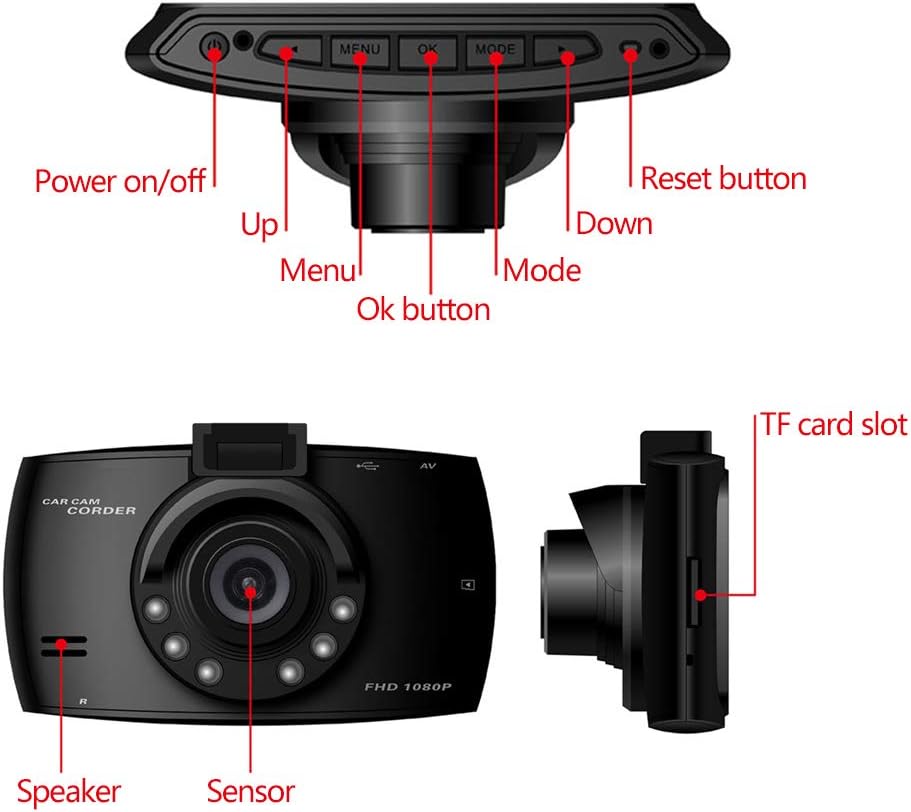 Dash Cam 1080P Car DVR with 2.7" LCD Screen and 170° Wide Angle C296