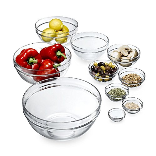 Stackable 9-Piece Glass Bowl Set, Clear F25155
