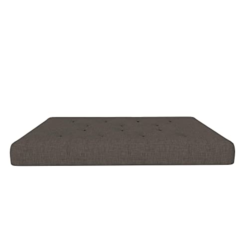 REALROOMS Cozey 8-Inch Pocket Spring Coil Futon Mattress, Polyester Linen, Full, Taupe Gray