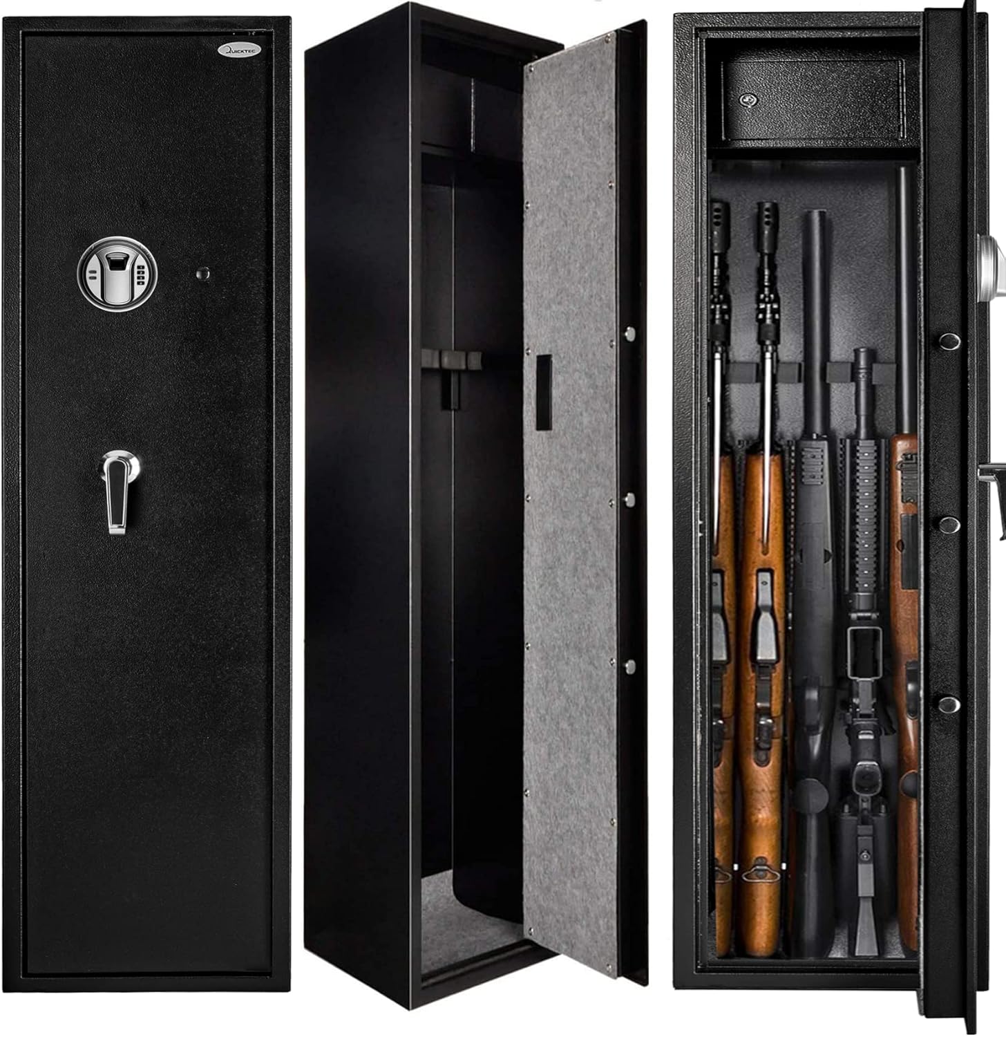 Large Rifle Safe, Gun Safe for Home Rifles and Pistols, Quick Access 5-6 Gun Cabinet Shotgun Safe (with/Without Scope) with Pistol Lockbox Slient Mode (Large Gun Safe-Biometric) …