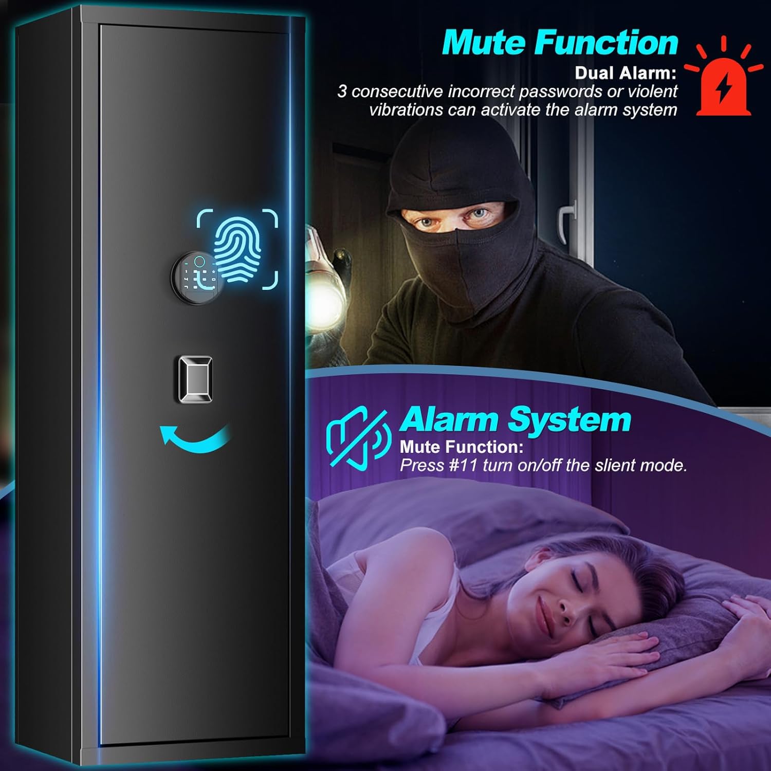 Large Unassembled Gun Safe with Fingerprint Access, Removable Shelf and Pistol Bag I829298