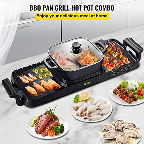 Electric Grill Hot Pot 2 in 1, Non-Stick Indoor Korean BBQ Y426336