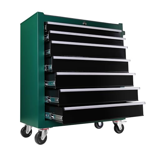 Rolling Tool Chest with Wheels, 5 Drawers, Blue & Grey F282