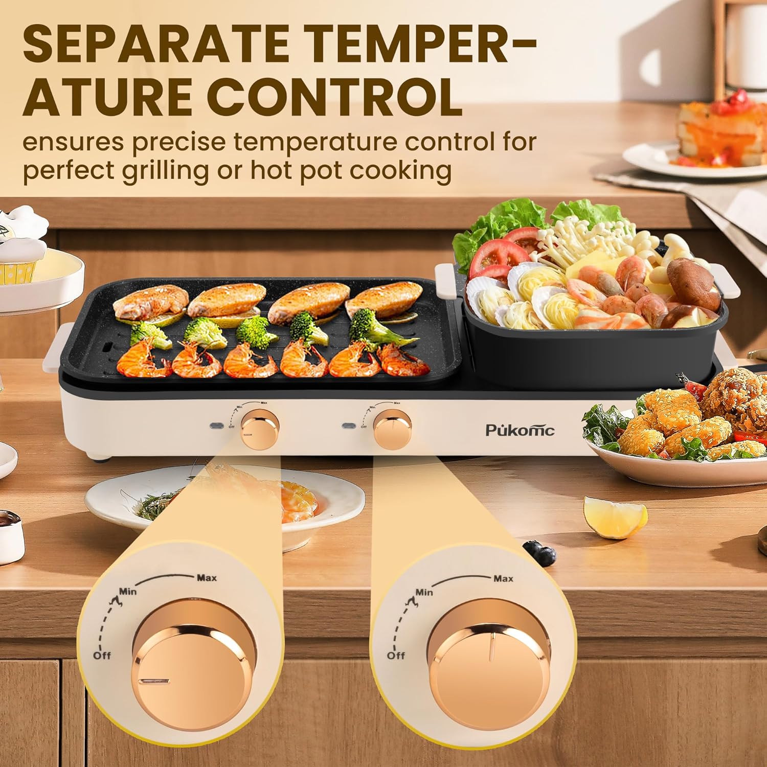 Hot Pot with Grill, 2-in-1 Electric, Non-Stick Removable Plate H943112