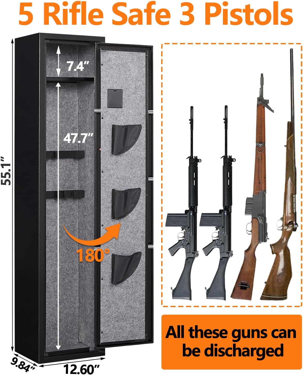 Gun Safe for Home Rifles and Pistols with Adjustable Dividers P1930