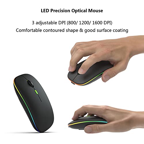 Bluetooth Keyboard and Mouse Combo for iPad, iPhone, Android Tablet, Slim Rechargeable, Black B207
