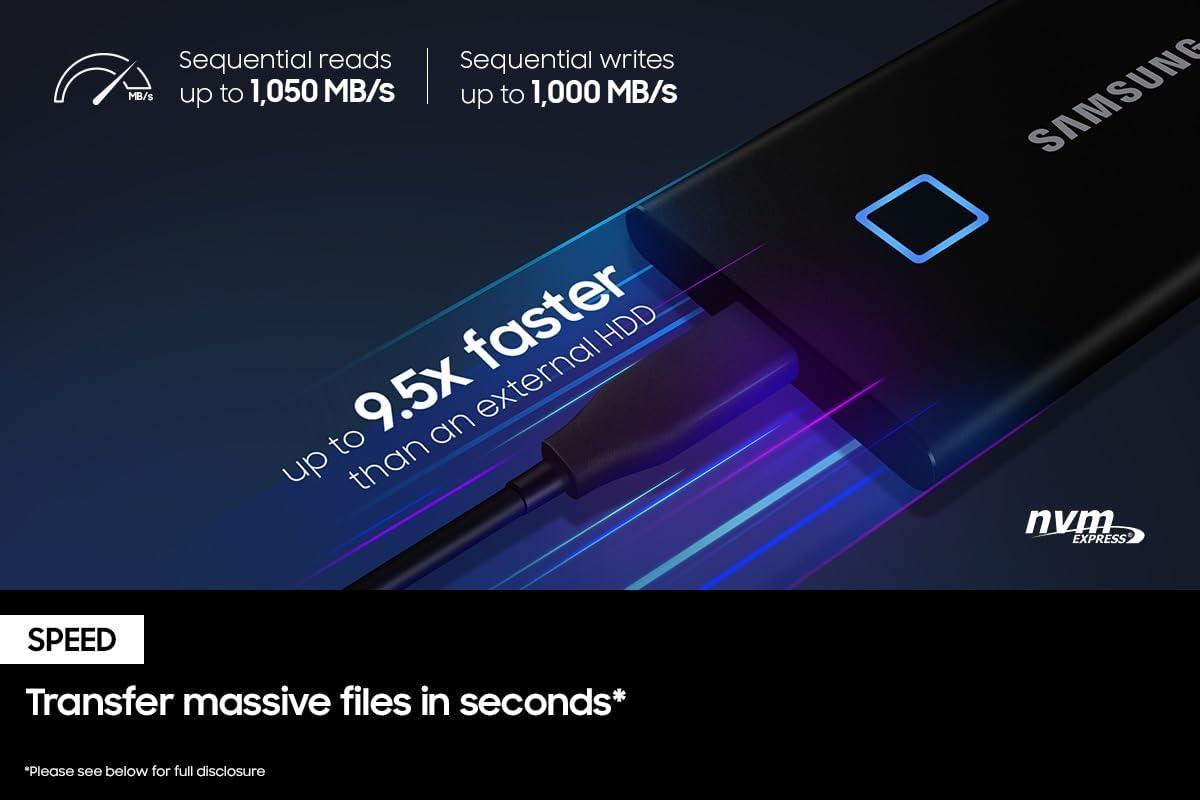 Portable SSD 2TB, USB 3.2 External Solid State Drive, Black S399