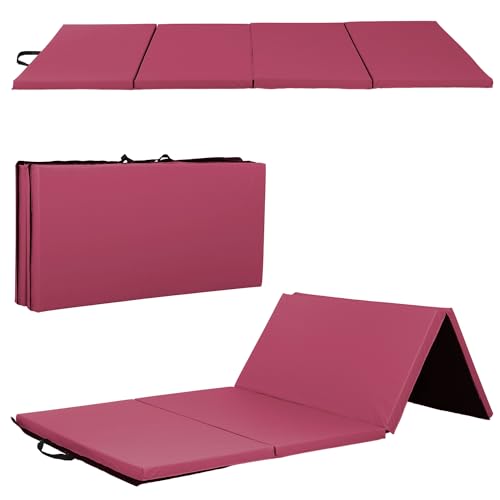 Gymnastics Mat Tumbling Mat Gym Mat 4 Foldding Mat Indoor Outdoor Extra Thick High Density Gymnastics Gym Folding Exercise Mat Aerobics Mats Tumbling Stretching Yoga Arts Mat