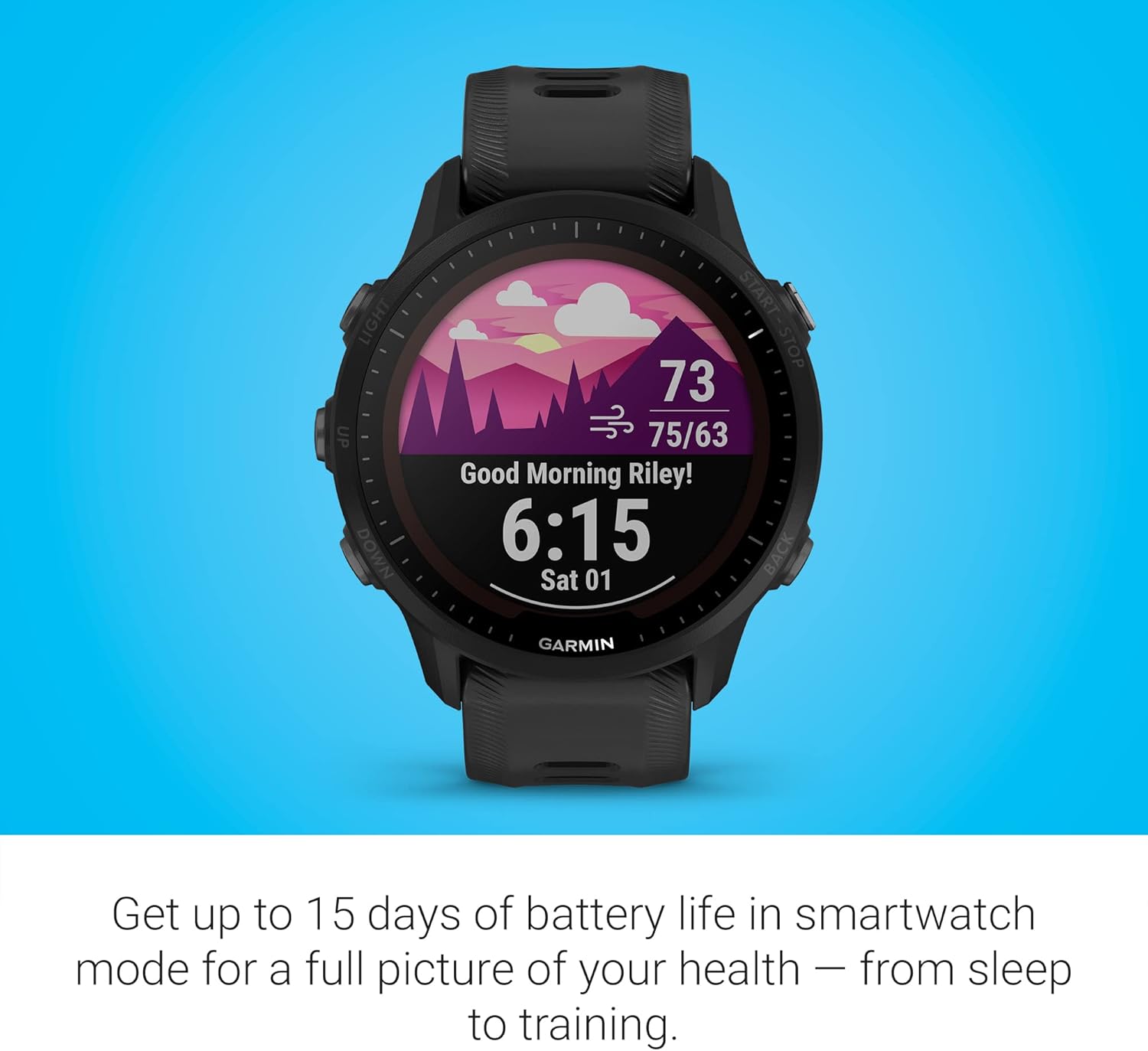 GPS Running Smartwatch for Triathletes, Long-Lasting Battery, Black W58135