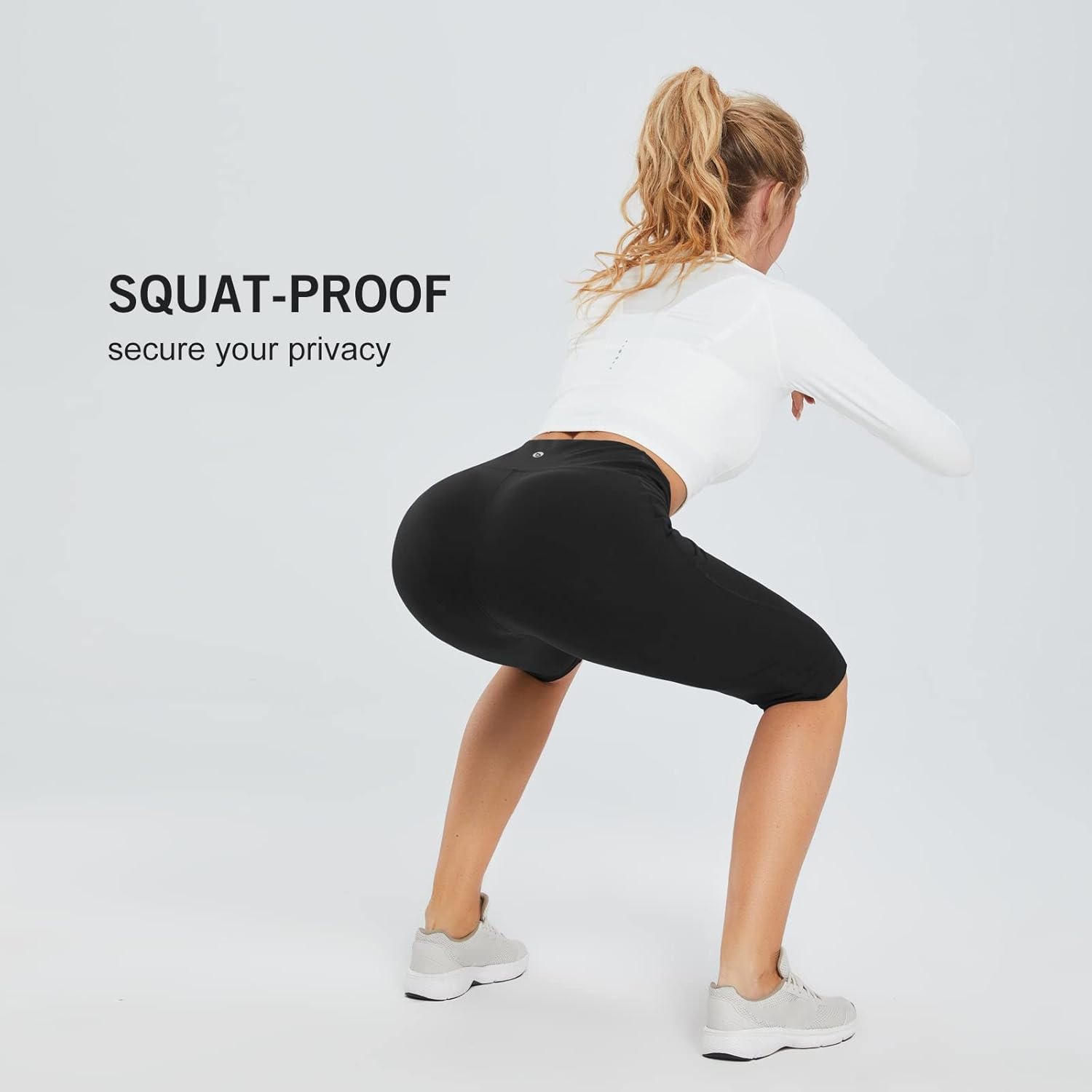 Women's Knee Length Capri Leggings with Pockets High Waisted K361329