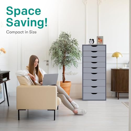 9 Drawer Chest Wood Storage Dresser Cabinet for Bedroom Office Y67824