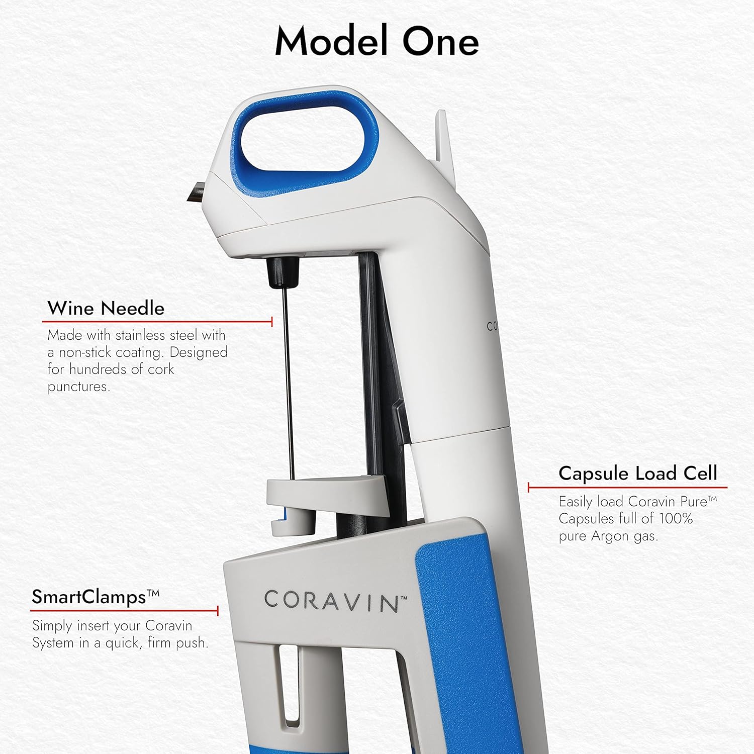 Wine Bottle Opener and Preservation System with 2 Argon Capsules E8962