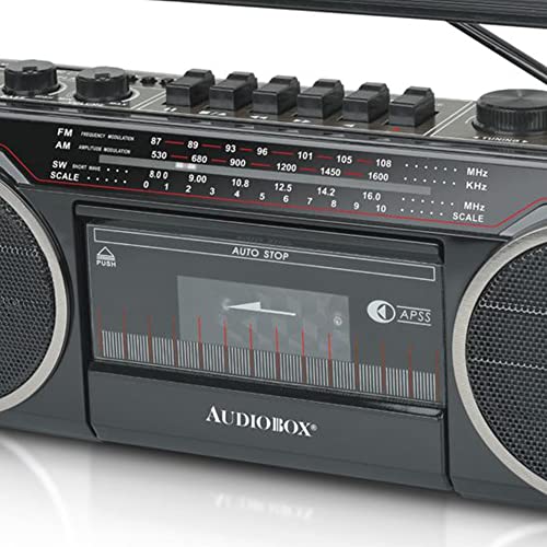 2-Way Boombox with Bluetooth, AM/FM Radio, USB, SD Card, and Cassette Player, Red K645986