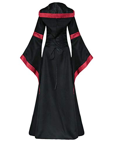 Victorian Witch Halloween Costume for Women, Vintage Hooded Gown Dress P5719