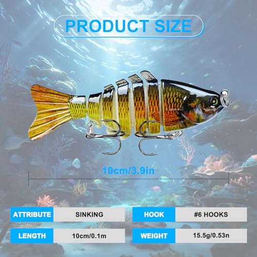 Lifelike Slow Sinking Swimbait for Bass Trout and Pike H383