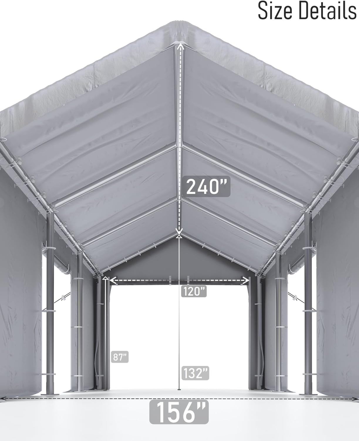 Carport 13x20 Heavy Duty Portable Garage with Waterproof Canopy and Doors X1547