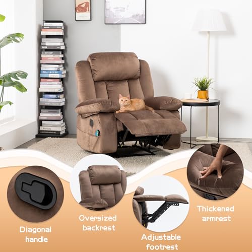 Massage Recliner Chair with Heat, 360° Swivel Rocking for Living Room W417908