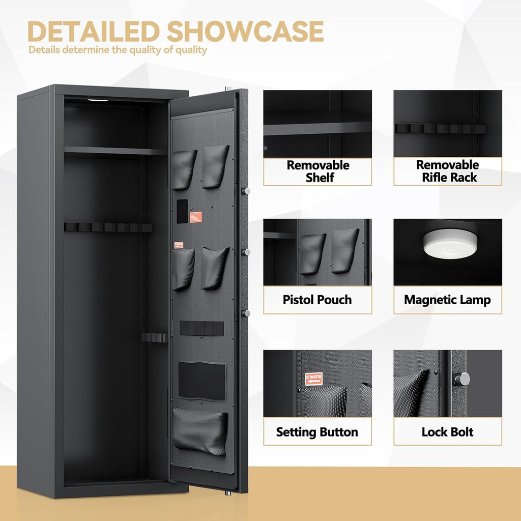 Gun Safe for Rifles and Pistols with Adjustable Pistol Rack J168533