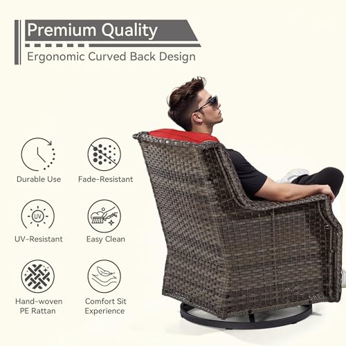 Outdoor Swivel Rocker Patio Chair with Olefin Fabric Cushions H736376