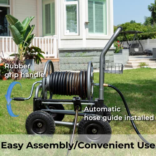 Hose Reel Cart with Wheels, Heavy Duty, 250-Feet Capacity Y8639