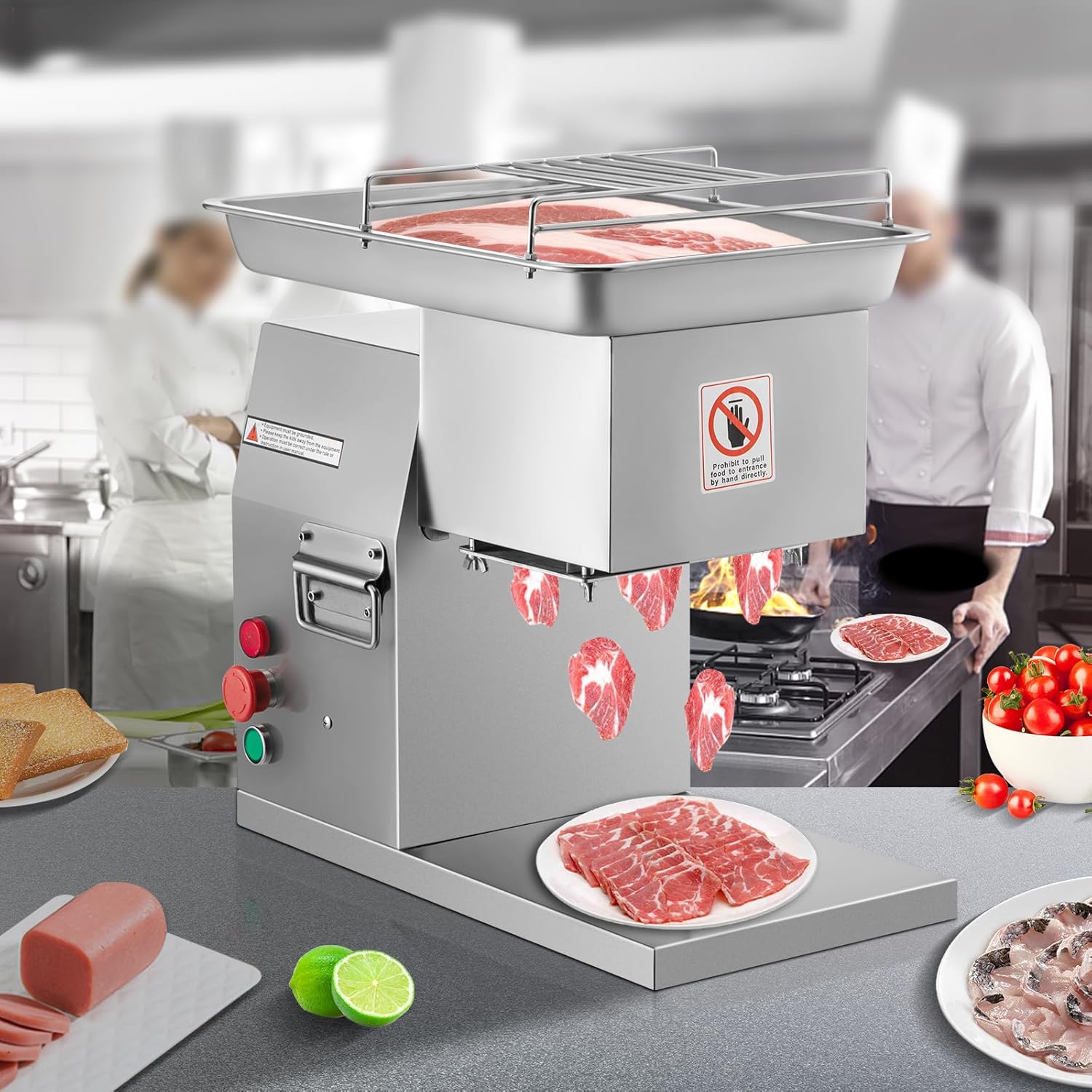 Commercial Meat Cutter Machine 1100 LB/H 3mm Stainless Steel Electric Food Slicer Z71032