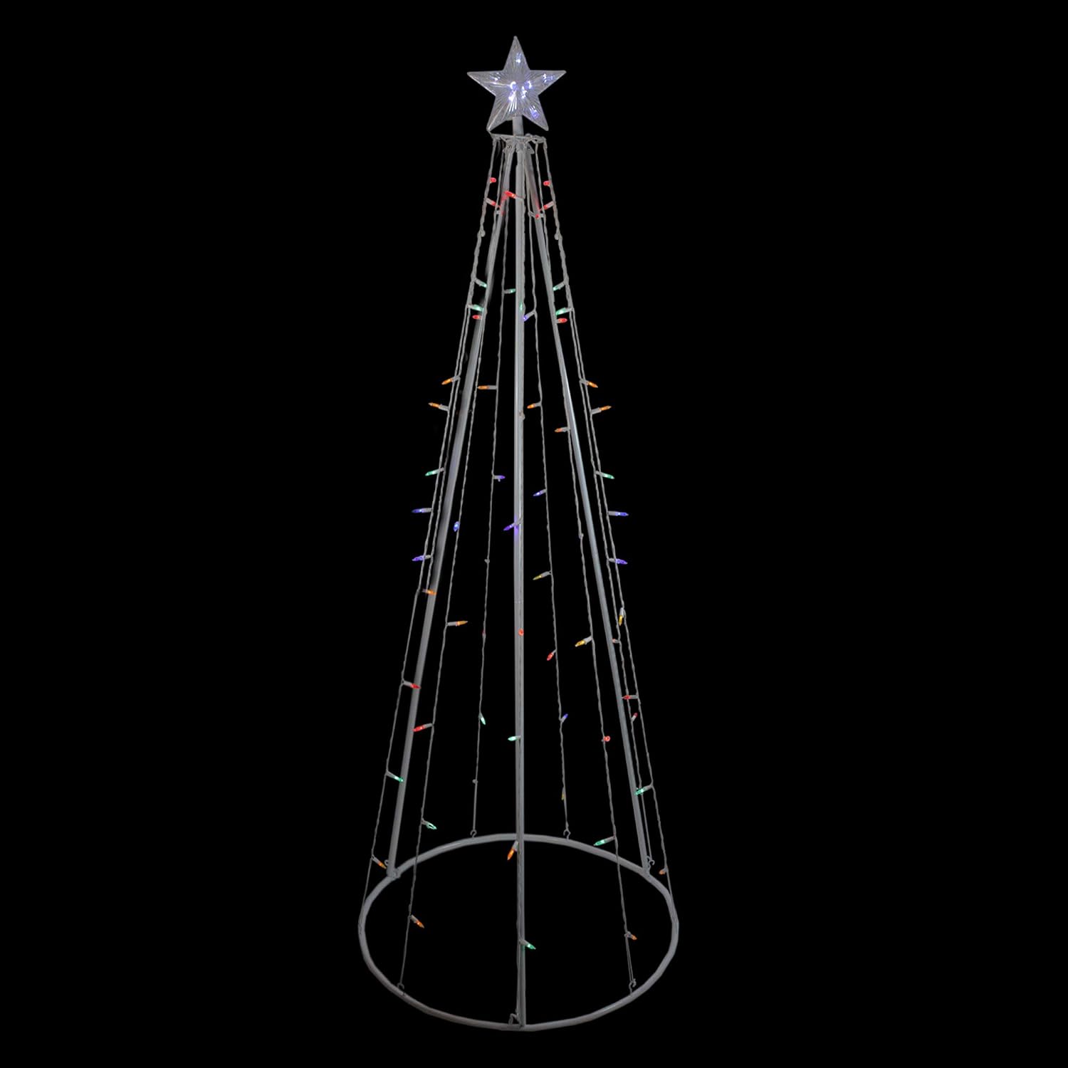 6' Multi-Color LED Lighted Cone Tree Outdoor Christmas Decoration D746168