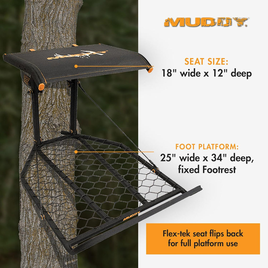 Hang-on Outdoor Hunting Tree Stand with Wide Platform and Fixed Footrest W5052
