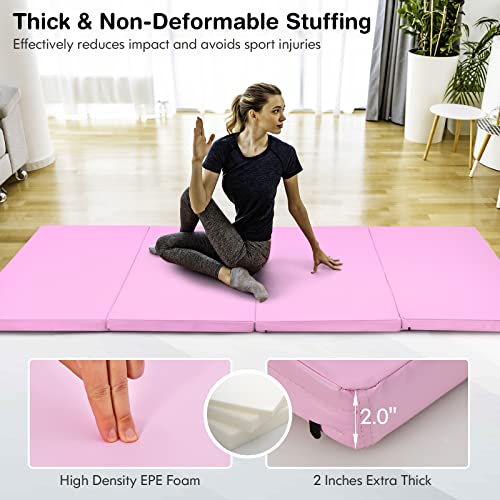 Gymnastics Mat 4x8 ft Folding Exercise Mat with Carry Handles N2334