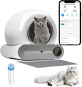 【New】 Automatic Cat Litter Box, Extra Large 65+9L Self-Clean/Free-Scoop Litter Box Robot Toilet, Safety Protection/APP Control/Odor Isolation, with Mat/Bag/Brush for Multiple Cats from 2 to 17LB