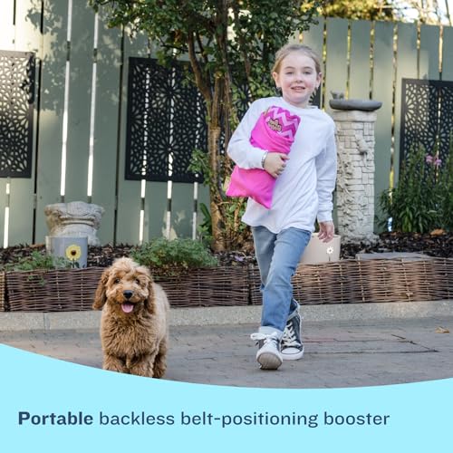 Inflatable Booster Car Seat for Travel - Portable Narrow Backless Seat for Toddlers, Kids - Pink N752