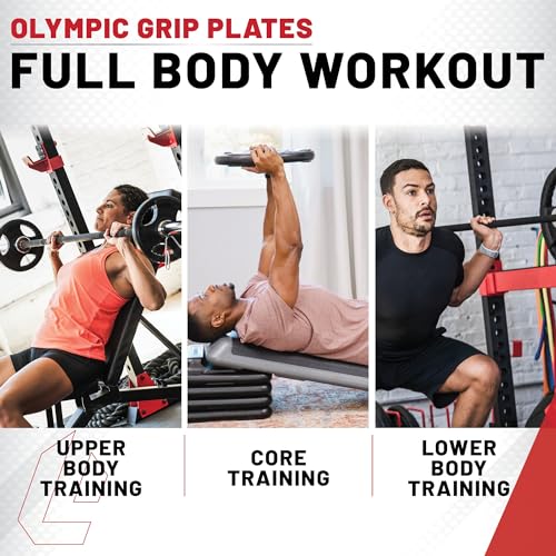 Rubber Coated Olympic Weight Set with Bar and Spring Clips Q432976