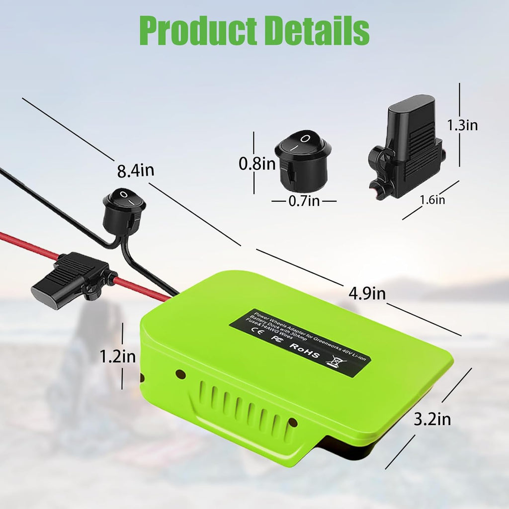 40V Lithium-ion Battery Power Wheel Adapter with Fuse and Switch U26592