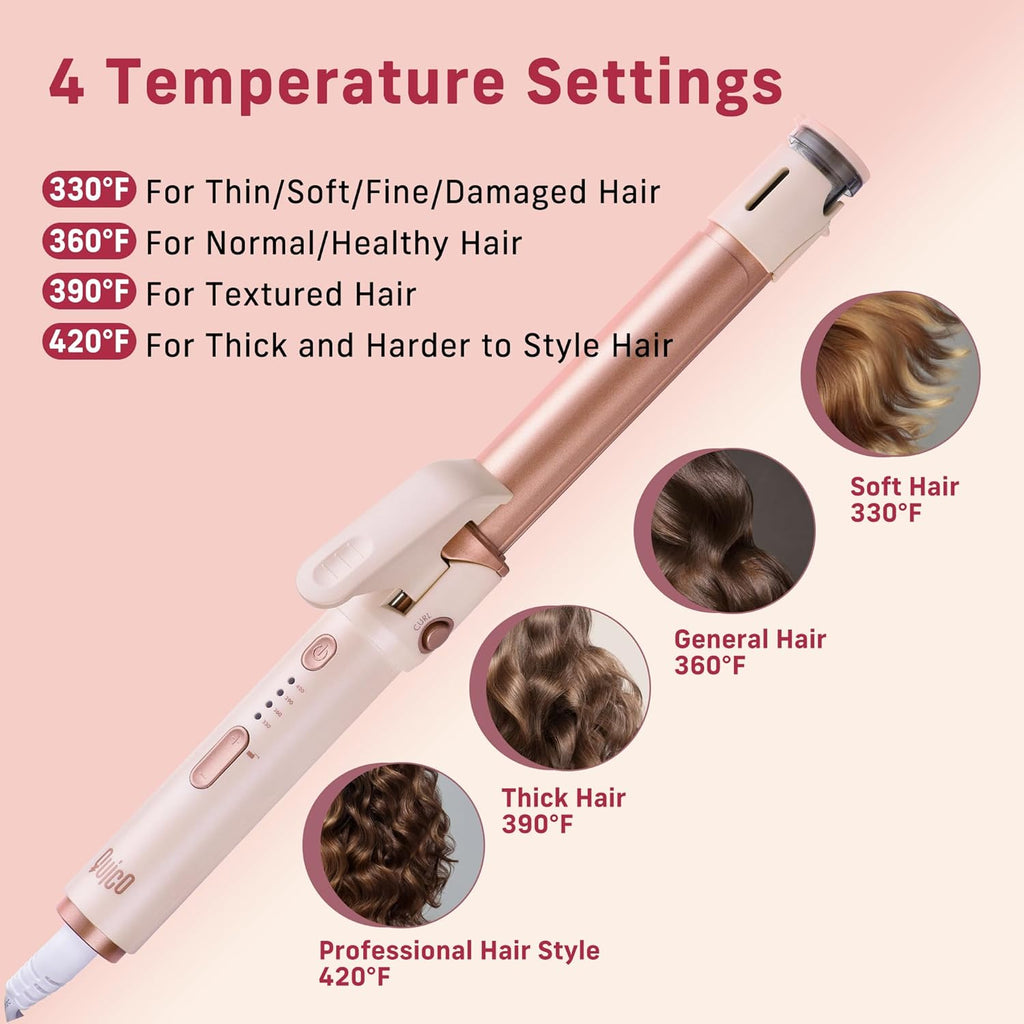 2-in-1 Curler Iron and Steam Hair Straightener, 1" Ceramic Curling Wand with Negative Ions O954466
