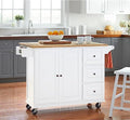 MAISON ARTS Storage Kitchen Island with Drop Leaf on Wheels Rolling Kitchen Cart with 2 Doors & 3 Drawers Rubber Wood Countertop, Grey
