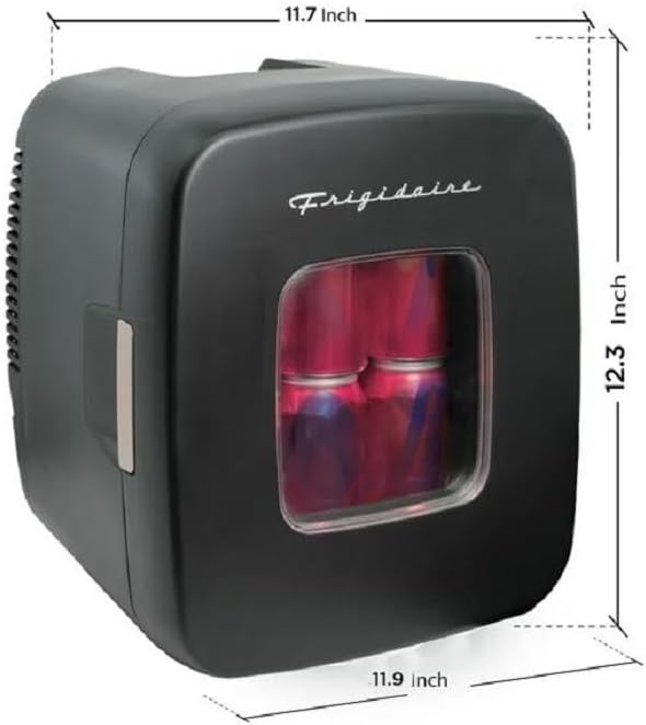 Retro Mini Beverage and Skincare Cooler, 12 Can Capacity, Black V414368