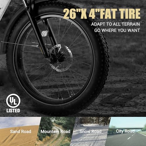 Electric Mountain Bike 26" Fat Tire for Adults, 720W, 48V 13Ah, Step Thru, 7-Speed Z880