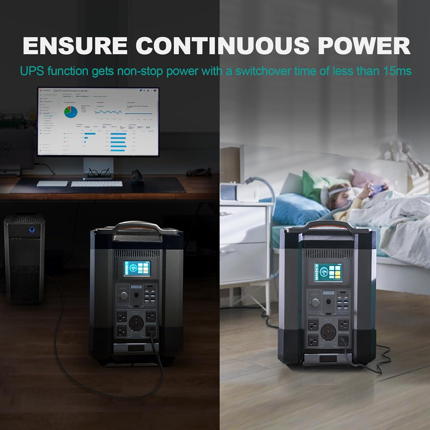 Portable Power Station 3456Wh LiFePO4, 3600W AC Output, Solar Generator for Home RV Camping S745253