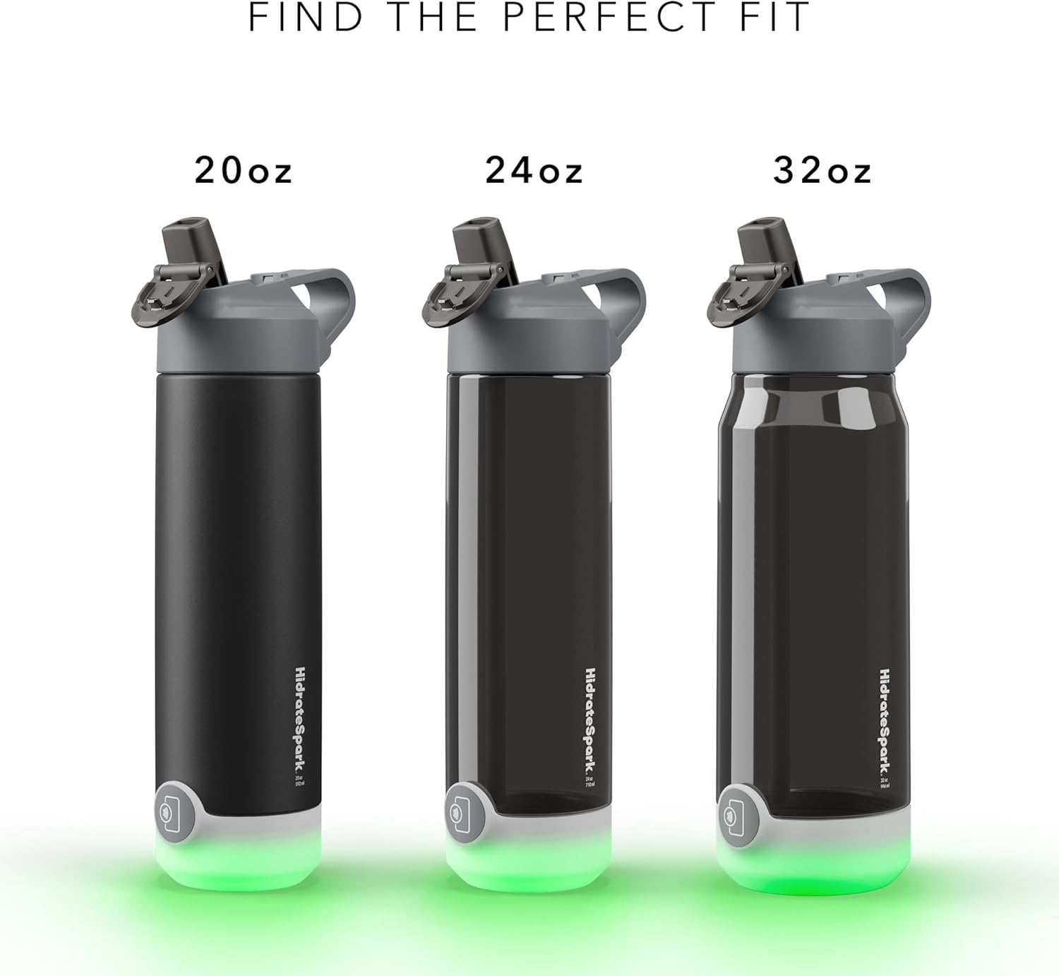 Smart Water Bottle – Insulated Stainless Steel – Tap to Track Intake, LED Reminder, 20 oz Z4638