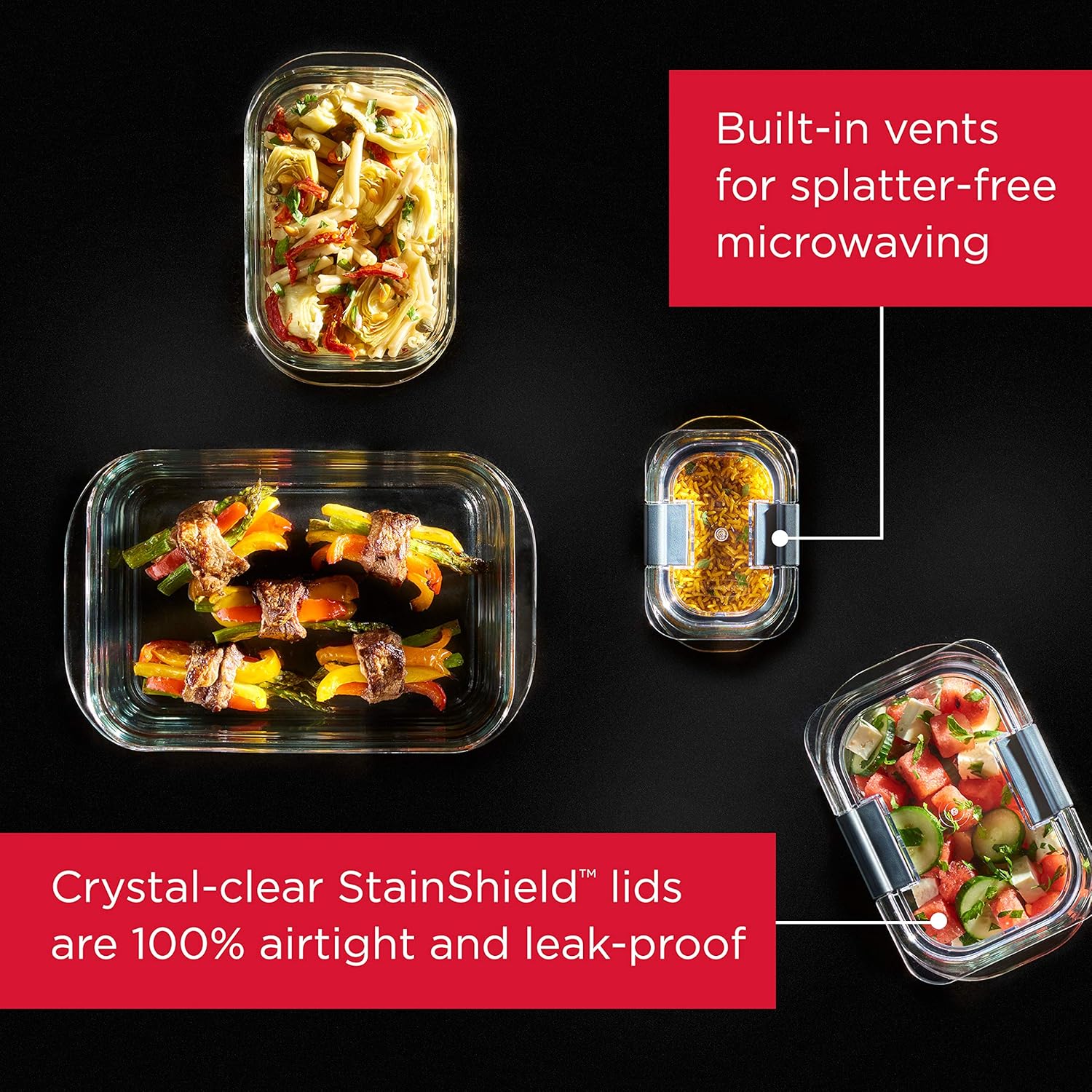 Glass Food Storage Containers with Lids, BPA Free, Leak Proof J575248