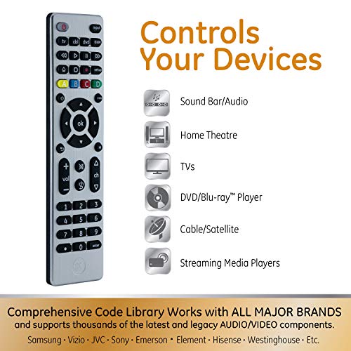 Universal Remote Control for Smart TVs, Silver D89184