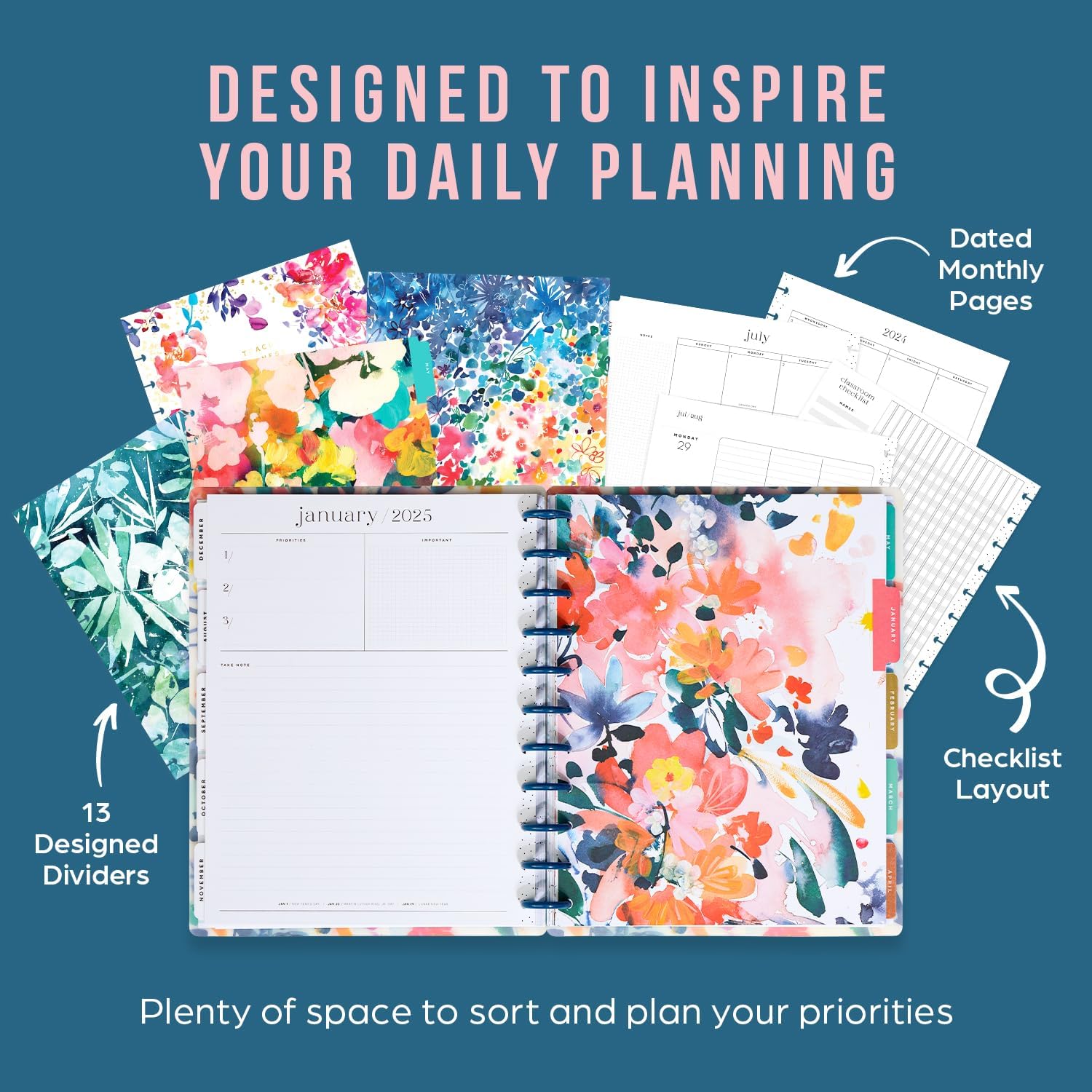 Disc-Bound 12-Month Academic Planner, Daily and Monthly, Big Size, 8.5" x 11" Y907