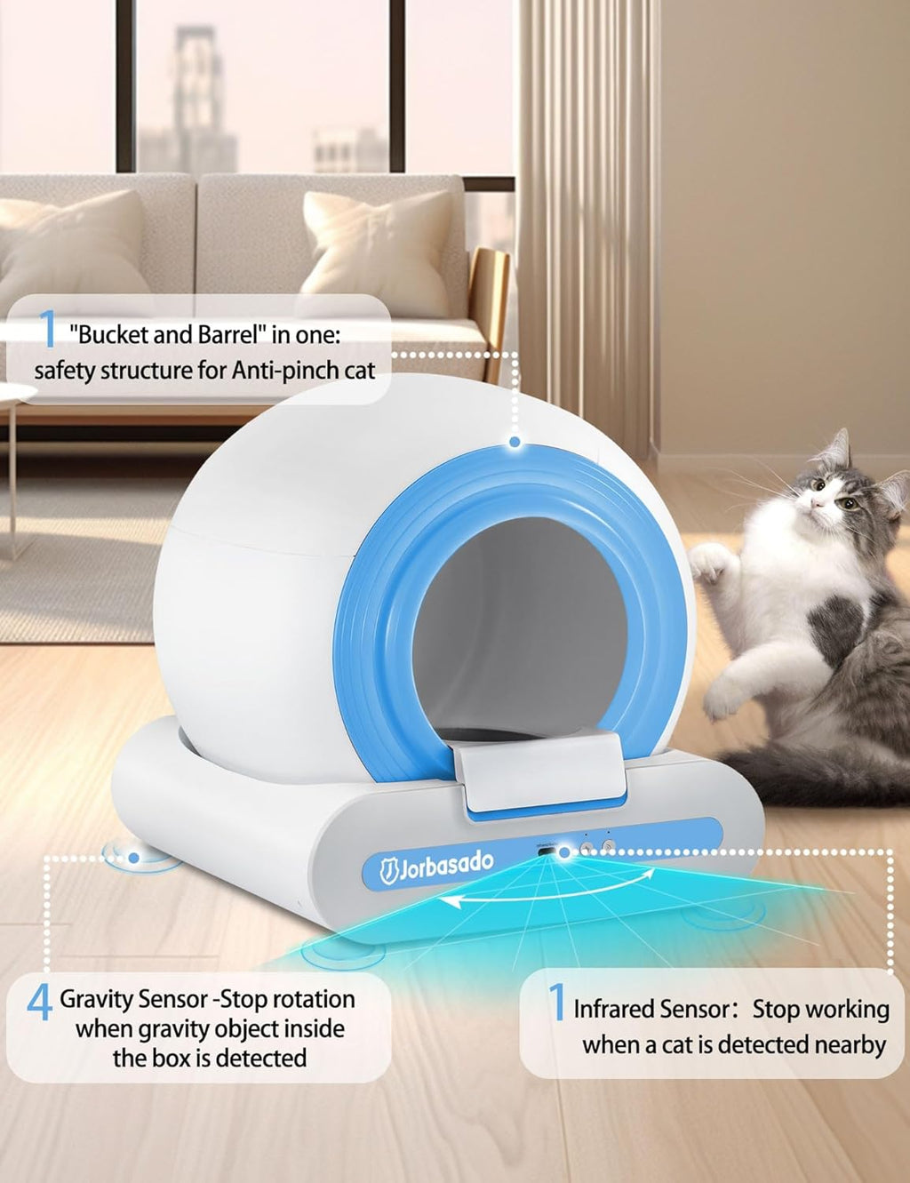 Automatic Self Cleaning Cat Litter Box with App Odor Control H7220