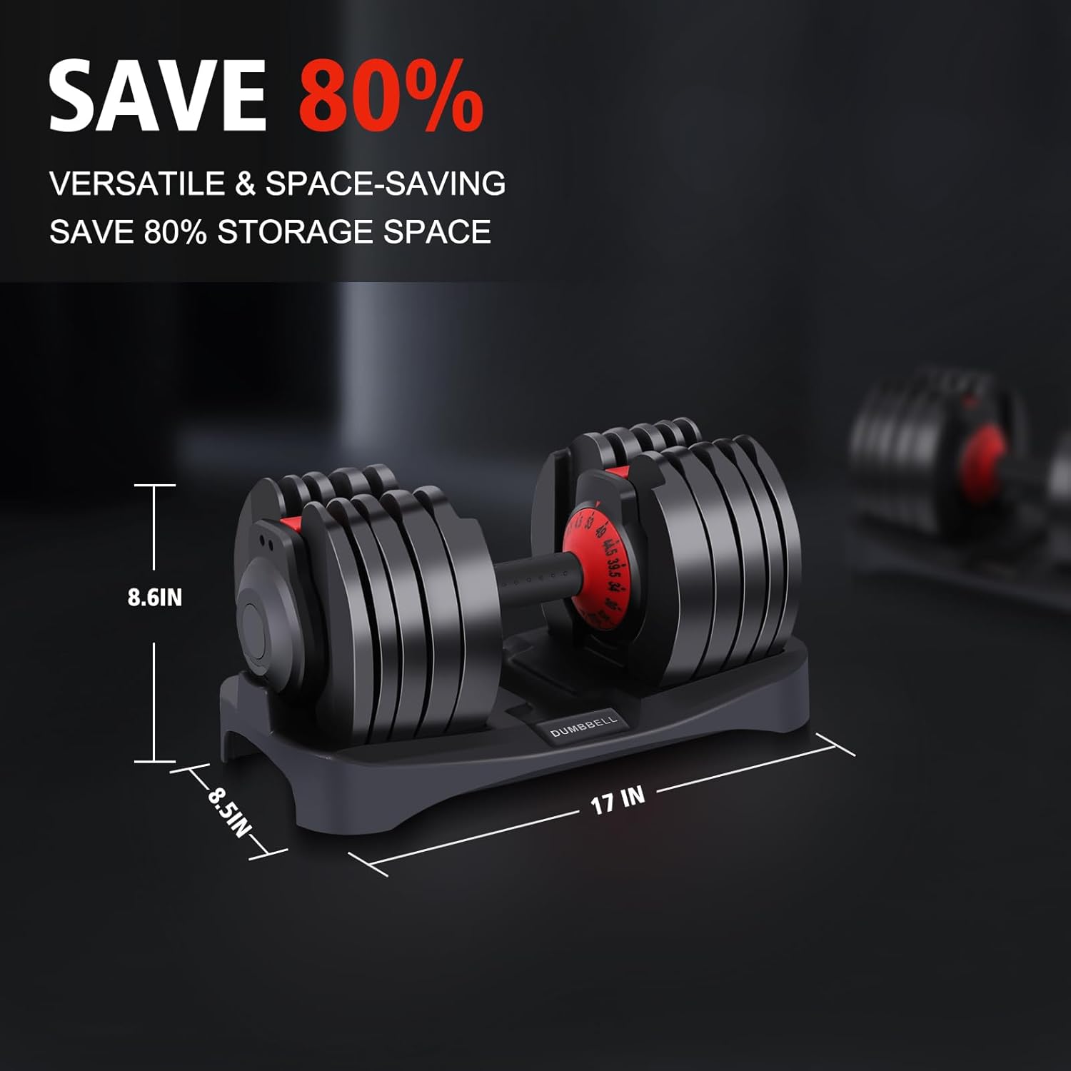 Adjustable Dumbbell Set, 53LB, Anti-Slip Handle, Home Gym U38379