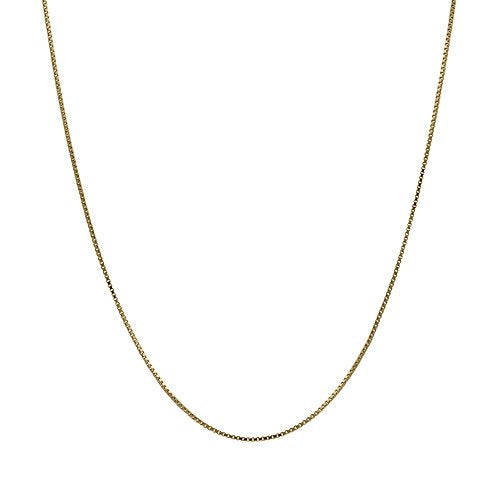 Honolulu Jewelry Company 14K Real Solid Yellow Gold 0.5mm or 1mm Box Chain Necklace, 16"-24"