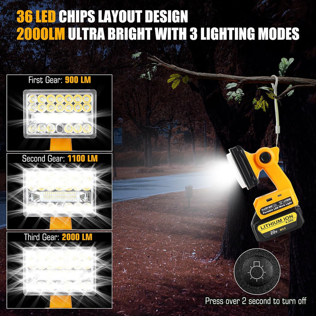 20V LED Work Light with Dual USB Port and Pivoting Head C444039