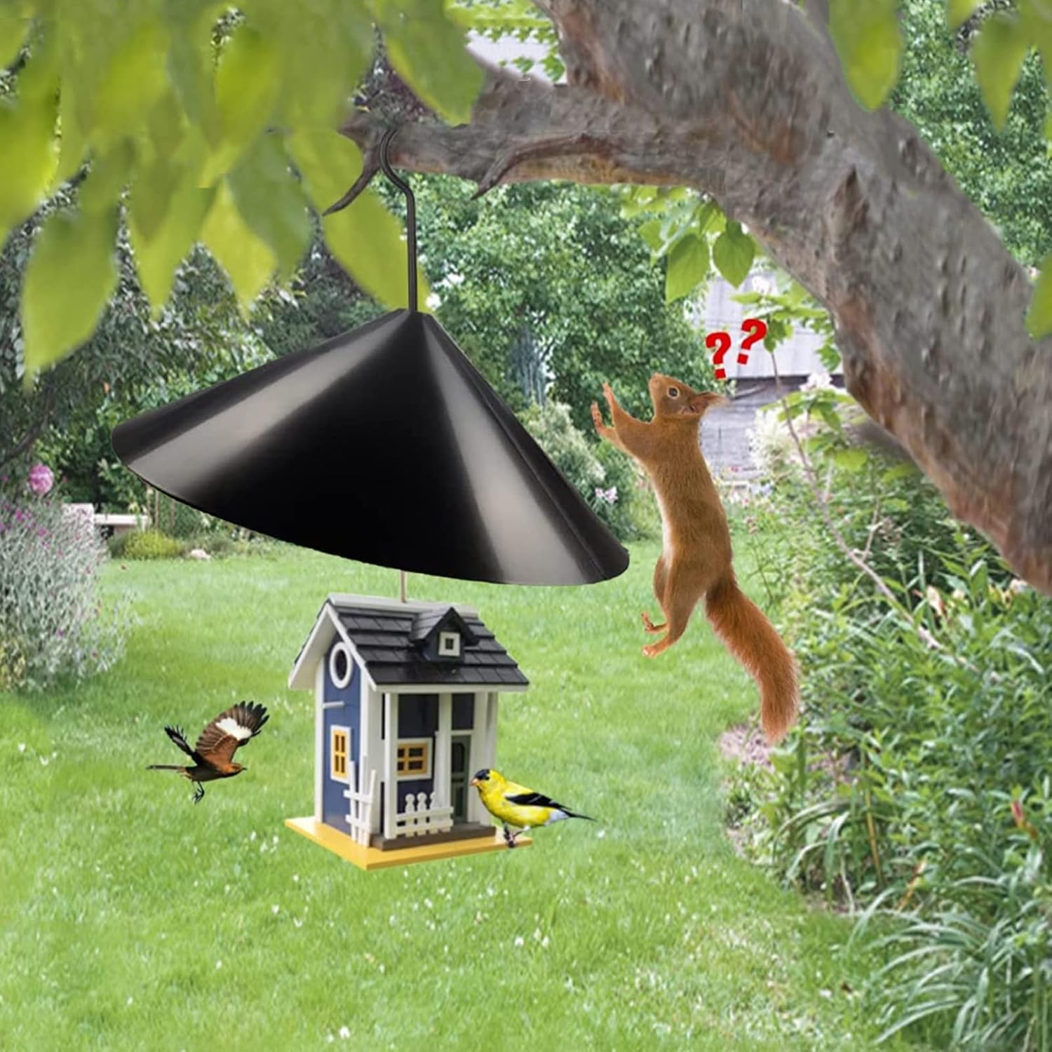 19 Inch Squirrel Proof Baffle, Squirrel Baffle for Bird Feeder Pole,with Outside Hanging Bird Feeders and Bird Houses,Squirrel Guard for Shepherd's Hook,Rain Guard