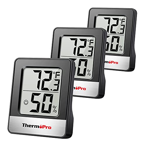 ThermoPro TP49 3 Pieces Digital Hygrometer Indoor Thermometer Humidity Meter Mini Hygrometer Thermometer with Temperature and Humidity Monitor Room Thermometer
