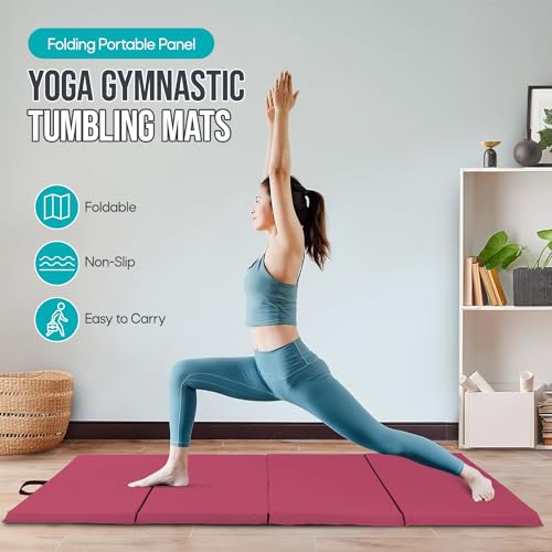 4 Fold Gymnastics Tumbling Mat Extra Thick for Indoor Outdoor Exercise Q623